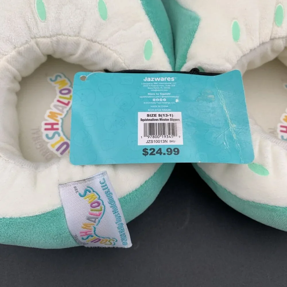 Squishmallows Winston Owl Plush Slippers Kids Size 13-1‎ Small NWT